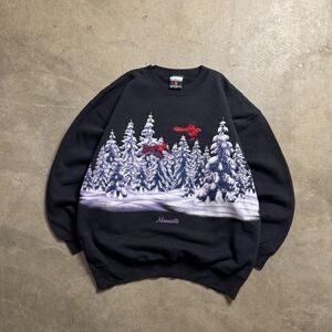Black Sweater with Winter Scene